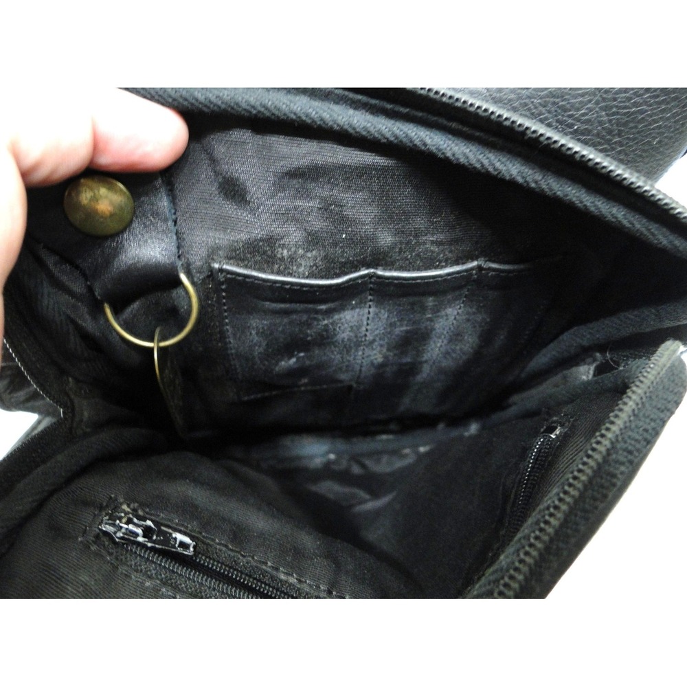 SAS Black Pebbled Leather Organizer Crossbody Bag Made in USA - Picture 13 of 15